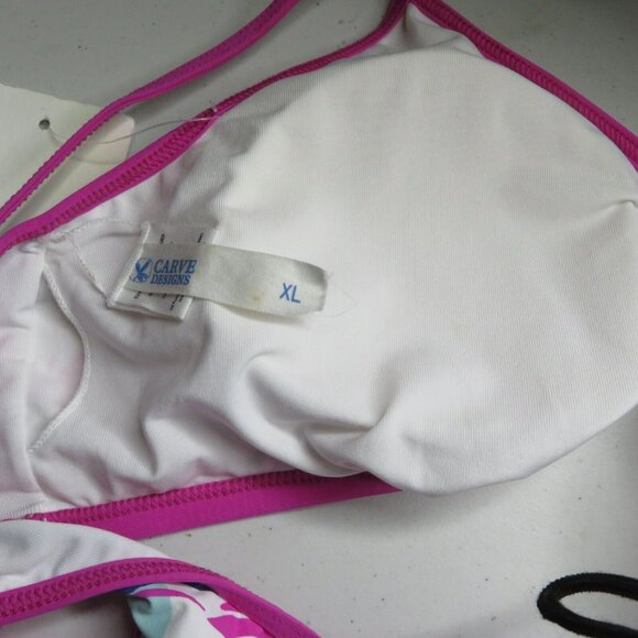 Carve Designs Hawaiian Print Swimsuit Top Size XL Pink Purple Aqua Racer Back - Picture 7 of 9